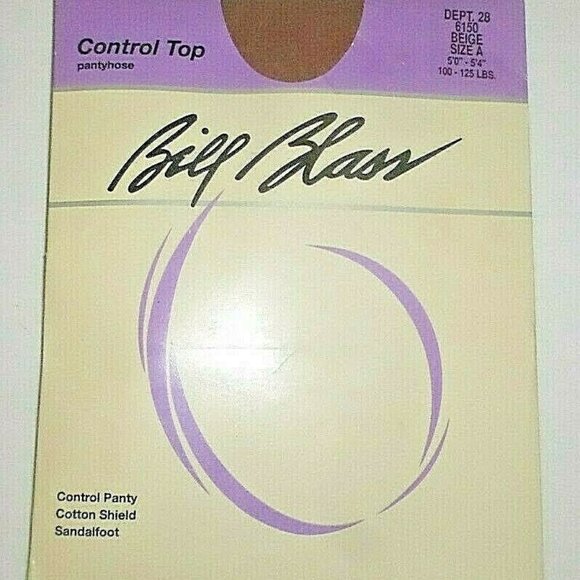 BILL BLASS control top sandalfoot pantyhose Cotton shield Color beige Size A - Picture 1 of 2